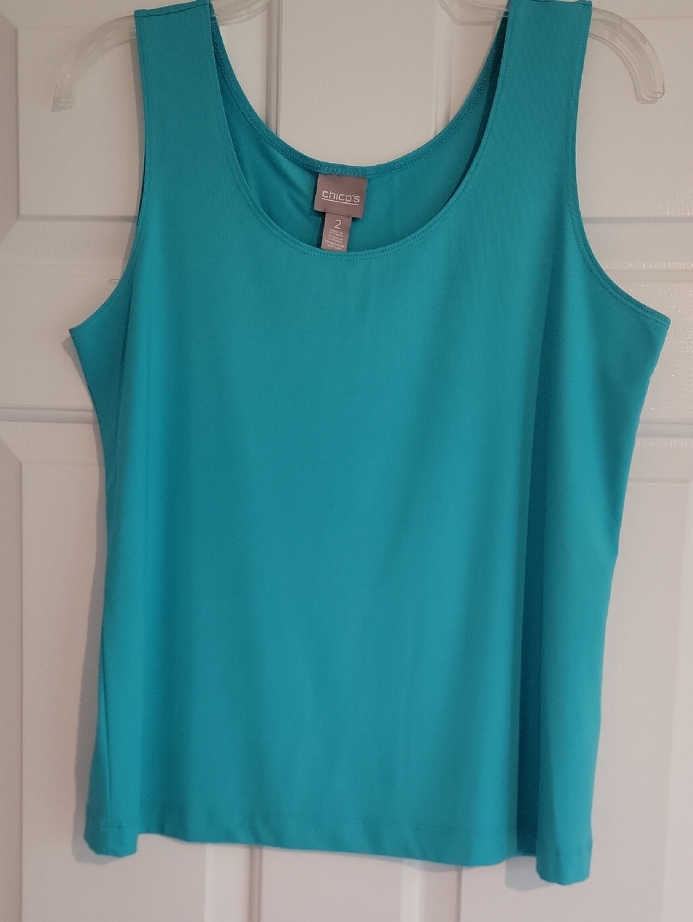 Chico's Teal Scoop-Neck Stretch Tank, Size 2 (L)